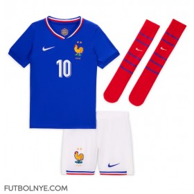 Camiseta Francia Kylian Mbappe #10 Primera Equipación para niños Eurocopa 2024 manga corta (+ pantalones cortos)